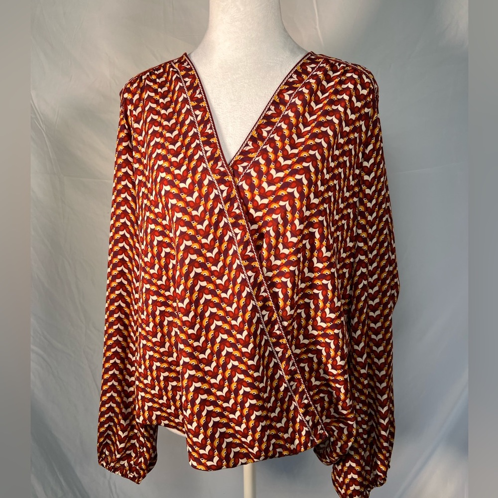 Max Studio rust multi color Fall top blouse - Picture 8 of 8